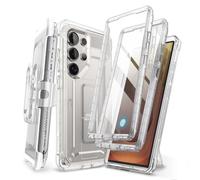 SUPCASE Cover per Samsung Galaxy S25 Ultra con Supporto, [2 Cornici Frontali] [Protezione Schermo Integrata e Clip da Cintura] Custodia Protettiva di Grado Militare per S25 Ultra 6.8'' (Clear)