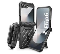 SUPCASE Cover per Samsung Galaxy Z Flip 6 con Supporto e Clip da Cintura, [Protezione Cerniera] [Protezione Schermo Anteriore] Custodia Protettiva Robusta a 360 Gradi (Nero)