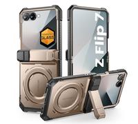 SUPCASE Cover per Samsung Galaxy Z Flip 7 con Supporto e Pellicola in Vetro Temperato [Compatibile con MagSafe] [Protezione Cerniera] Custodia Semi-Trasparente con Retro (Deserto)