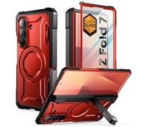 SUPCASE Cover per Samsung Galaxy Z Fold 7 con Supporto (UB Grip), [Compatibile con MagSafe] [Pellicola in Vetro Temperato Integrata] [Protezione Cerniera] - Custodia Militare Antiurto (Rosso)