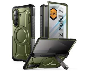 SUPCASE Cover per Samsung Galaxy Z Fold 7 con Supporto (UB Grip), [Compatibile con MagSafe] [Pellicola in Vetro Temperato Integrata] [Protezione Cerniera] - Custodia Militare Antiurto (Verde)