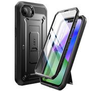 SUPCASE Cover per iPhone 16e con Pellicola Protettiva per Schermo, [Supporto Integrato e Clip per Cintura] [Protezione di Livello Militare] Custodia Completa per iPhone 16e 6.1'' 2025 (Nero)