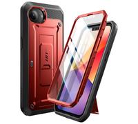SUPCASE Cover per iPhone 16e con Pellicola Protettiva per Schermo, [Supporto Integrato e Clip per Cintura] [Protezione di Livello Militare] Custodia Completa per iPhone 16e 6.1'' 2025 (Rosso)