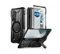 SUPCASE Cover per Samsung Galaxy Z Fold 7 con Supporto, [Compatibile con MagSafe] [Pellicola in Vetro Temperato Integrata] [Protezione Cerniera] - Custodia Militare Antiurto (Trasparente-Nero)