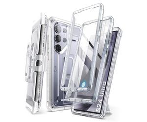SUPCASE Unicorn Beetle Pro - Custodia per Samsung Galaxy S24 Ultra, con supporto, 2 cornici anteriori, 360°, antiurto, con clip per cintura e cavalletto, con pellicola protettiva per lo schermo,