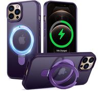 Supdeal Custodia Magnetic Supporto per iPhone 12/12 Pro con Anello Kickstand Invisibile [Compatible with Mag Safe] [Protezione Militare Anticaduta] Antishock Glassato Case Cover, 6.1'', Viola