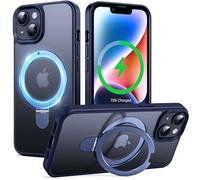 Supdeal Custodia Magnetic Supporto per iPhone 13/14 con Anello Kickstand Invisibile [Compatible with Mag Safe] [Protezione Militare Anticaduta] Antishock Glassato Case Cover, 6.1'', Blu