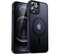 Supdeal Custodia Magnetica per iPhone 12/ iPhone 12 Pro, Compatibile con MagSafe, Antiurto Protezione Case, Silicone Opaco Traslucido Cover, Design Caricabatterie Mag Safe, 6,1", Nero