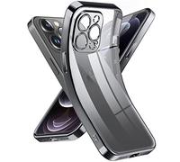 Supdeal Custodia Trasparente per iPhone 12 Pro Max, Mai Gialla con Protezione Fotocamera, Cover Case in Silicone Trasparente Ultra Sottile e Leggera, 6,7", Nero