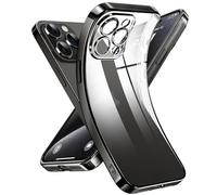 Supdeal Custodia Trasparente per iPhone 15 Pro Max, Mai Gialla con Protezione Fotocamera, Cover Case in Silicone Trasparente Ultra Sottile e Leggera, 6,7", Nero