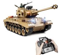 Supdex Carro Armato Telecomandato 1/18 Tanque US M26, 2.4GHz Telecomando Giocattolo, Modello di Carro Armato, Con Suoni Realistici e Luci, Veicolo Militare RC per Adulti e Bambini che Spara BBS