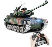 Supdex Carro Armato Telecomandato Russia T90, 1/18 Modello di Carro Armato, 2.4GHz Telecomando Giocattolo, con Suoni Realistici e Luci, Veicolo Militare RC per Adulti e Bambini che Spara BBS