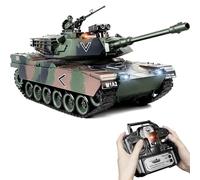 Supdex Carro Armato Telecomandato USA M1A2, 1/18 Modello di Carro Armato, 2.4GHz Carro Armato RC che Spara, con Suoni Realistici e Luci, Veicolo Militare RC per Adulti e Bambini che Spara BBs