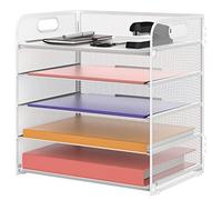 Supeasy 5 vassoi organizer per carta con manico in rete, organizer da scrivania per ufficio, casa o scuola