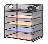 Supeasy 5 vassoi organizer per carta con manico in rete, organizer da scrivania per ufficio, casa o scuola