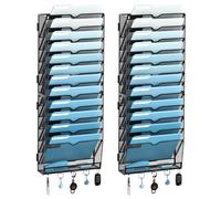 SUPEASY Organizer da parete a 13 ripiani, organizer per documenti da appendere in rete, con ganci, organizer per posta da parete per documenti, cartelle, riviste da ufficio, montaggio necessario,