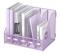 SUPEASY Organizer da scrivania in metallo con 5 scomparti verticali, organizer per documenti, per scrivania da ufficio, spazio di lavoro domestico, viola