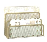SUPEASY Organizzatore di Mail, Organizzatore di File per Desktop - Contenitore in Reticolo Metallico, 3 Slot, Classificatore di Lettere - Archivio, Organizzatore di Busta per Ufficio (Giallo)