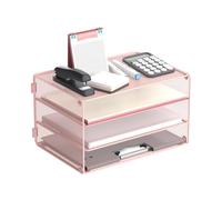SUPEASY Organizzatore per Documenti a 3 Livelli in Metallo a Rete, Vassoio per Lettere e Documenti, Organizzatore per Scrivania, per Home Office, Rosa