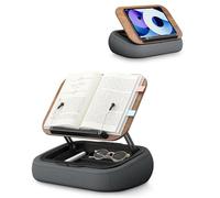 SupeDesk Supporto per libri da leggere, regolabile, per divano, letto, scrivania, morbido cuscino da lettura con clip laterale e spazio di archiviazione, pieghevole, a mani libere, essenziale per gli