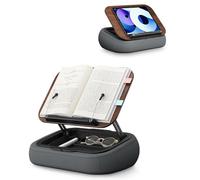 SupeDesk Supporto per libri da leggere, regolabile, per letto, divano, scrivania, morbido cuscino da lettura con clip laterale e spazio di archiviazione, pieghevole, a mani libere, essenziale per gli