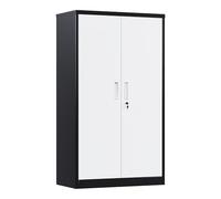 SUPEER Armadio per documenti, armadio metallico con 3 ripiani regolabili in altezza, rivestimento in polvere di lamiera d'acciaio, armadio in acciaio per attrezzi, garage A140cm x L80cm x P40cm (nero