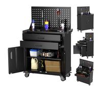SUPEER Armadio professionale per attrezzi con 2 cassetti, carrello da officina con attrezzoegboard, 4 ganci e ruote