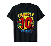 Super 10° Compleanno Comic Pop Art Wow Cool OMG Oh Yeah Kids Maglietta