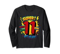 Super 11° Compleanno Comic Pop Art Wow Cool OMG Oh Yeah Kids Maglia a Manica