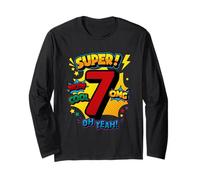 Super 7h Compleanno Comic Pop Art - Wow Cool OMG Oh Yeah Kids Maglia a Manica