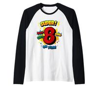 Super 8° Compleanno a Fumetti Pop Art - Wow Cool OMG Oh Yeah Kids Maglia con Maniche Raglan