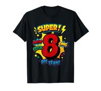Super 8° Compleanno a Fumetti Pop Art - Wow Cool OMG Oh Yeah Kids Maglietta