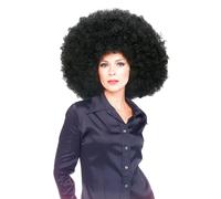 Super Afro Parrucca Nera Adulti 60s 70s Costume Deluxe Uomo Hippie
