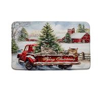 Super Assorbente Passatoia Cute Cat Xmas Trees Winter Sflake S Retro Farm Tappeto da Cucina Tappetino WC 40×60cm per Doccia,Vasca da Bagno,Cucina