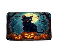 Super Assorbente Tappeti barriera Halloween Horror Cat Black Pumpkin Scary Moon Bat Spooky Gothic Night Tappetino per piedi 40×60cm per Doccia,Porta d'Ingresso,Corridoio