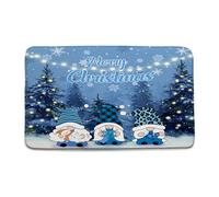 Super Assorbente Zerbini per esterni Blue Pine Tree Cute Gnome Sflake Dreamy Winter Holiday Seasonal Festival Passatoia Tappetino per la cucina 40×60cm per Ufficio,Corridoio,Cucina
