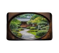 Super Assorbente Zerbino Japanese Asian Nature Garden Chinese Style Rustic Traditional Oriental Parks Scenery Tappeto d'Ingresso Indietro 40×60cm per Corridoio,WC,Vasca da Bagno
