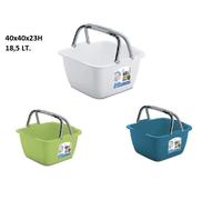 Super Bacinella Quadra Luna da 18,5L Colori Assortiti Con Manici 40x40x23H CM