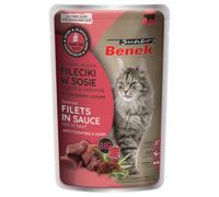 Super Benek Senza cereali Filetti al vapore in Salsa 28 x 85 g umido gatto - Manzo con Pomodori