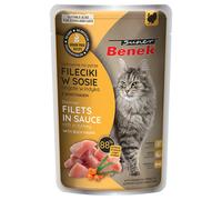 Super Benek Senza cereali Filetti al vapore in Salsa 28 x 85 g umido gatto - Tacchino con Olivello spinoso