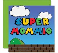 Super biglietti di compleanno la mamma Super Mommio biglietto di compleanno la mamma da figlia figlio bambino 145mm videogiochi divertenti biglietti di auguri