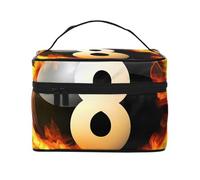 Super Black Ball On Fire Biliardo Travel Makeup Bag - Organizer portatile per articoli da toeletta con scomparti con cerniera per spazzole, bottiglie e prodotti per la cura della pelle