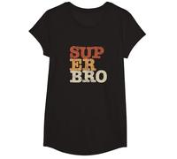 Super Bro Fratello Famiglia Vintage Retro Maglietta, Ragazze, Nero, S