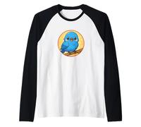 Super Carino Indaco bandierine Anime Uccello Design Maglia con Maniche Raglan
