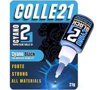 Super Colla ciano Nera Colle21, flacone di 21gr, Super Glue Cianoacrilato Nera, colla ciano per moddellismo, colla per bricolage.