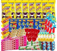 Super confezione di caramelle senza glutine delle migliori marche. Include Monchitos, orologi, lecca-lecca, ciucci, caramelle, per Natale, Halloween, compleanni e feste per bambini. (Scatola da 100)