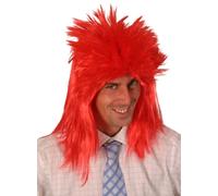Super Cool Costume 80s Stile Parrucca Asta Stile Rosso Borchie