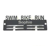 Super Cool Creation - Supporto per medaglie con scritta"Swim, Bike, Run"