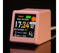 Super Cool per mini orologio digitale WiFi meteo, schermo LCD IPS con animazione Gif e luminosità automatica, per casa, scrivania, ufficio, decorazione (rosa)