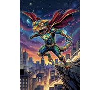 Super Crested Gecko Journal - Superhero Lizard Notebook (Comic Cover): Part of the Lizard Collection - For Kids, Teens & Adults - Unlined Pages
